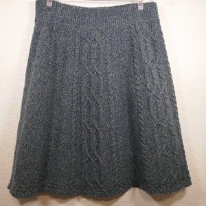 Anthroplogie Moth Sweater Skirt Flowing Cables Knit Blue Green Large Boho